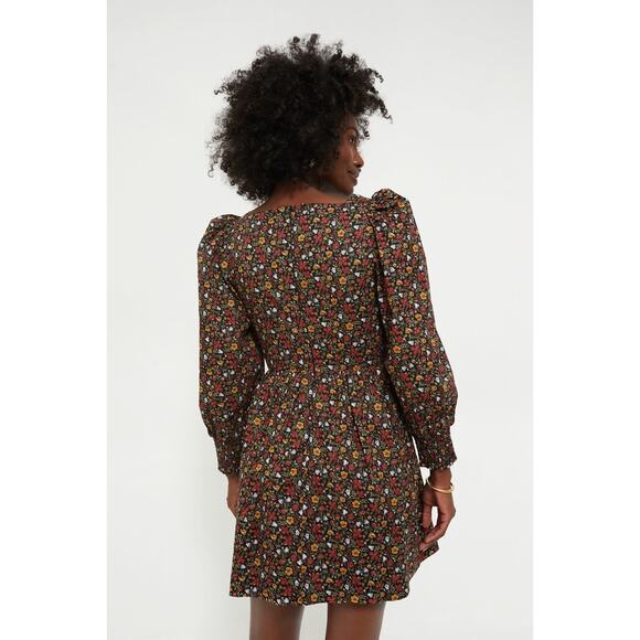 HYACINTH HOUSE Black Multi Floral Square Neck Spencer Mini Dress Size L NWT - Picture 2 of 6